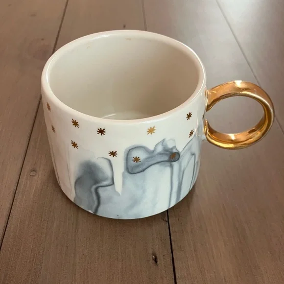 Anthropologie Night Sky Grey Blue Watercolor Drip Mug - Picture 1 of 8